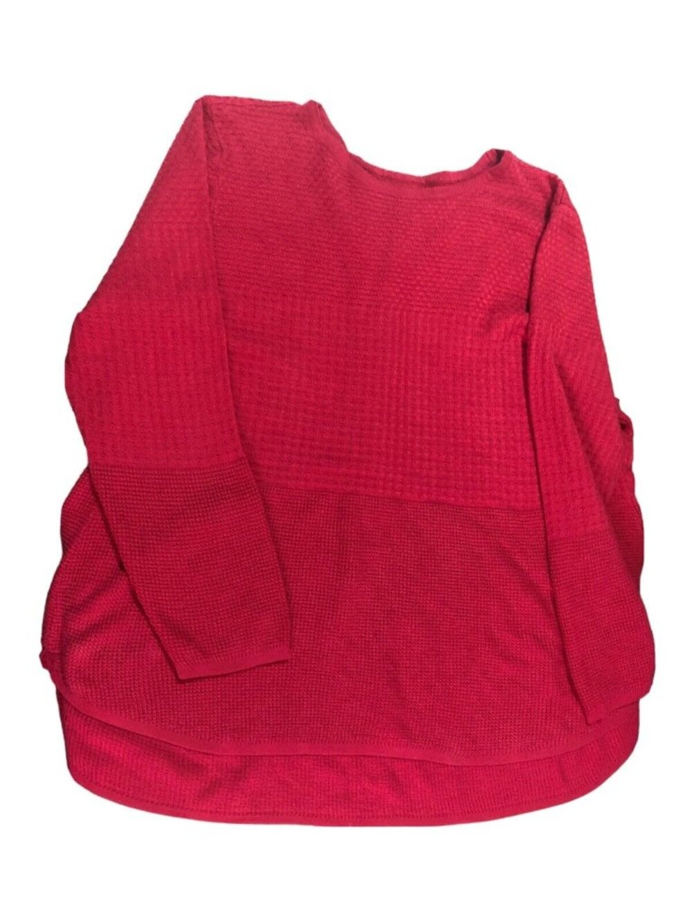 Dark Hot Pink Circle Knit Mini Box Knit High Low Round Neck Sweater Sz XL